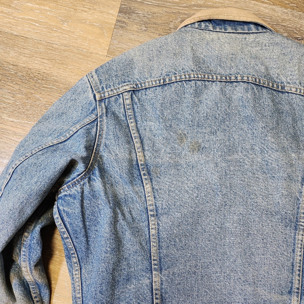 Vintage 70s Storm Rider Heavy Liner Lee Denim Jacket with Beige Collar Boxy Fit - Picture 10 of 12
